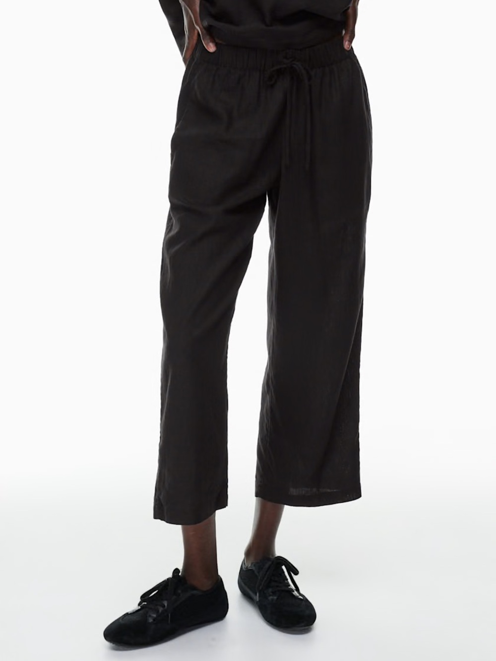 Babaton Sontag Linen Cropped Pants Black